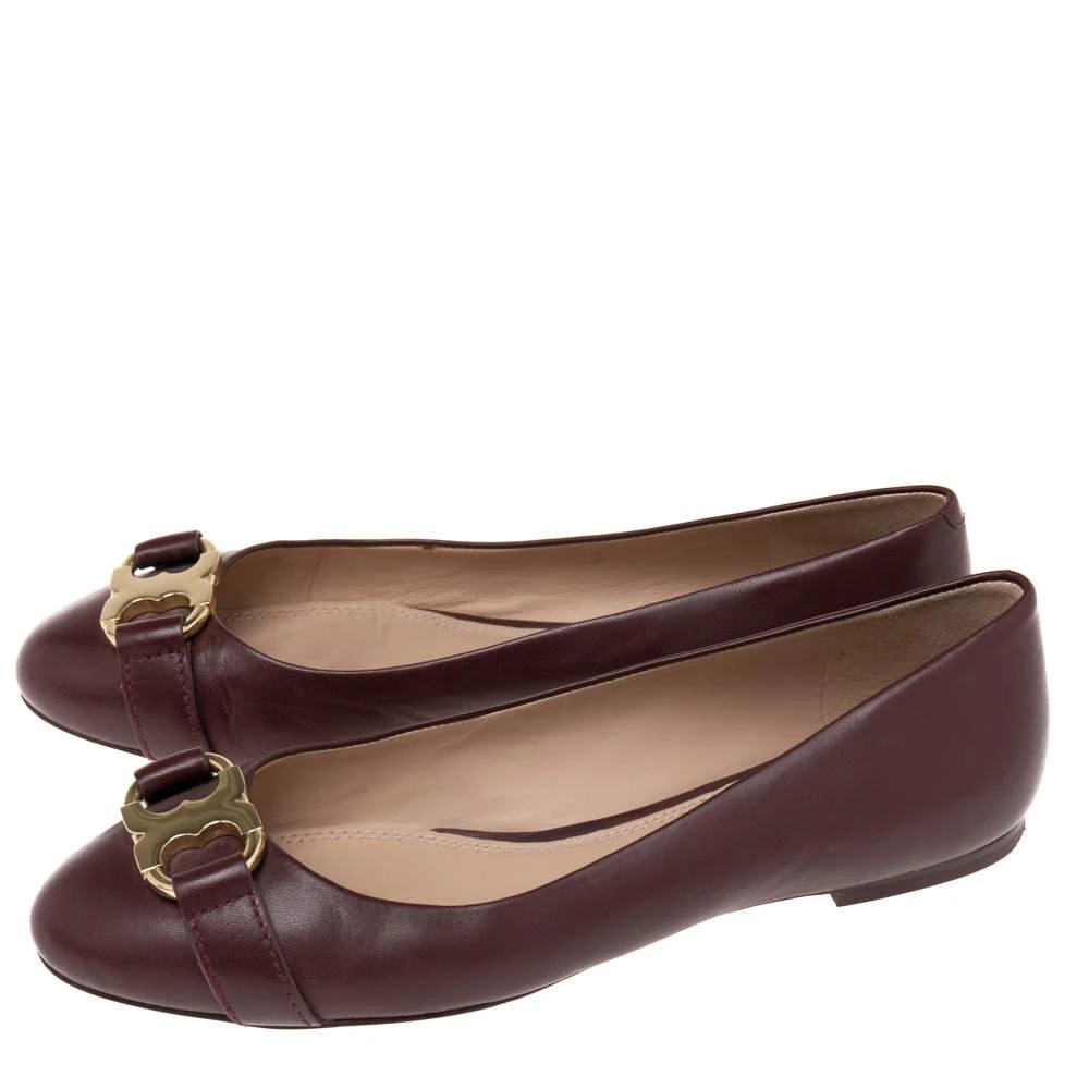 商品[二手商品] Tory Burch|Tory Burch Burgundy Leather Bow Ballet Flats Size 38,价格¥809,第4张图片详细描述