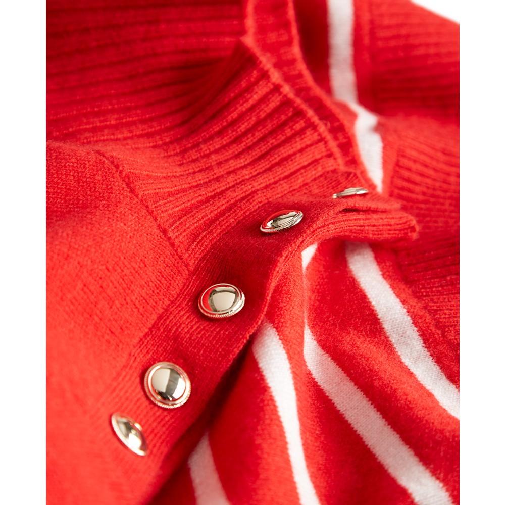 Cashmere Striped Mock-Neck Sweater, Created for Macy's商品第5张图片规格展示