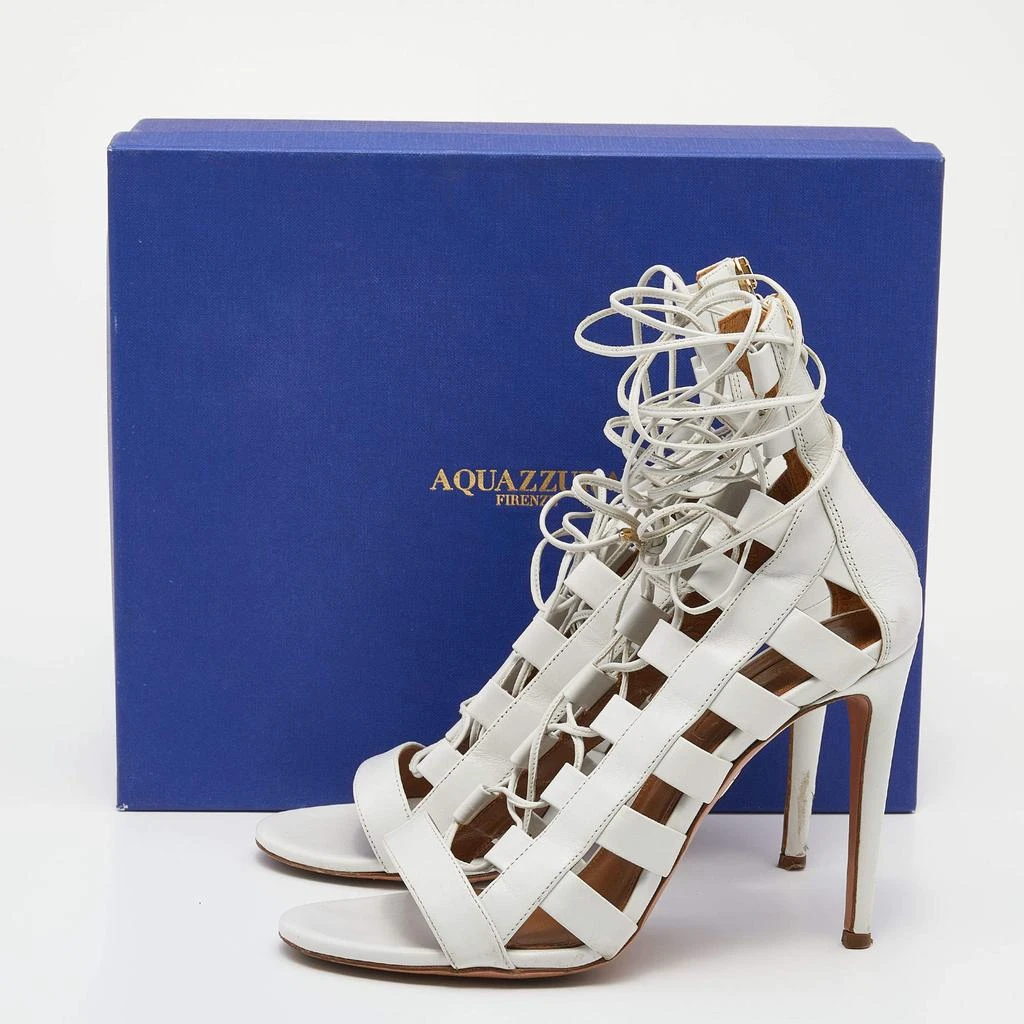 Aquazzura White Leather Amazon Lace-up Sandals Size 37.5 商品