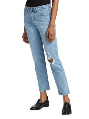 商品Levi's|Wedgie High-Rise Distressed Straight Ankle Jeans,价格¥223,第3张图片详细描述
