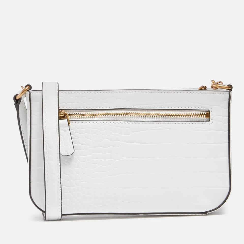 商品GUESS|Guess Women's Katey Croc Mini Top Zip Shoulder Bag - White,价格¥694,第3张图片详细描述