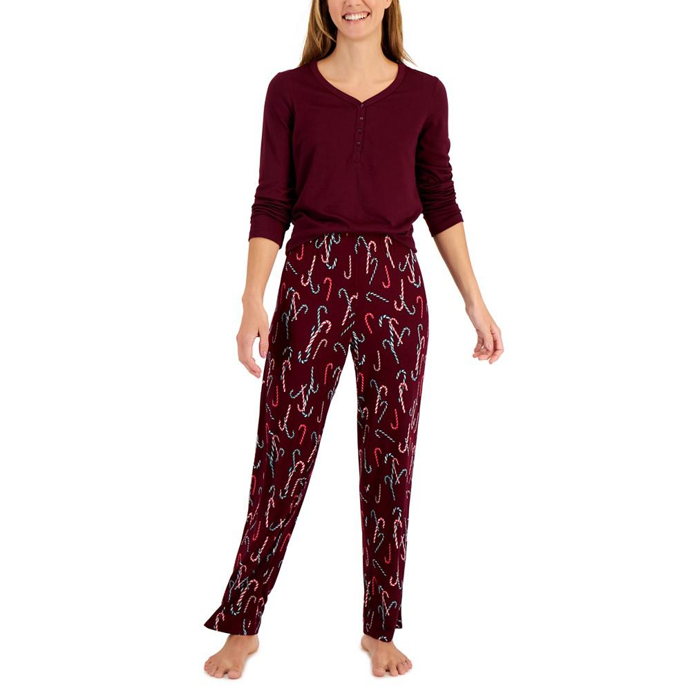 Women's Long Sleeve Soft Knit Pajama Set, Created for Macy's商品第1张图片规格展示