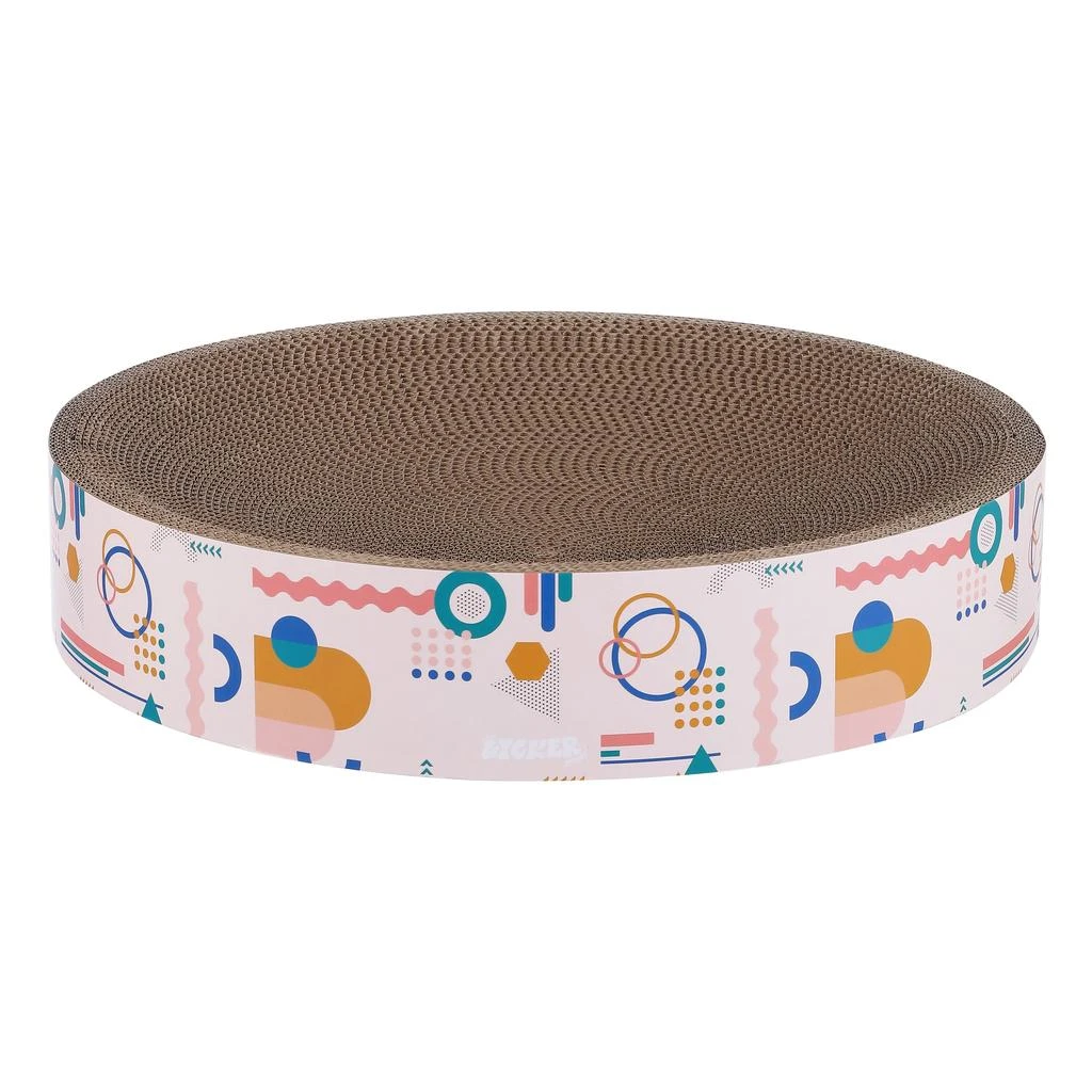 Nelson 20.13" Modern Cardboard Round Bowl Cat Scratcher with Catnip, Light Pink/Multi 商品