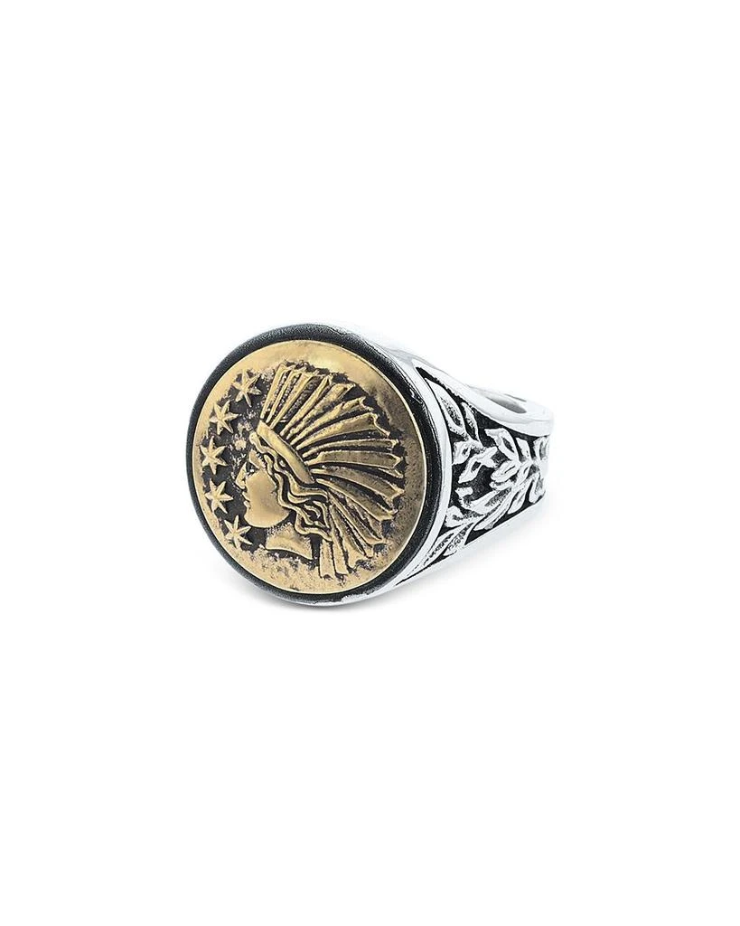 商品King Baby|Men's Sterling Silver & Brass Alloy Liberty Headdress Signet Ring,价格¥3139,第1张图片