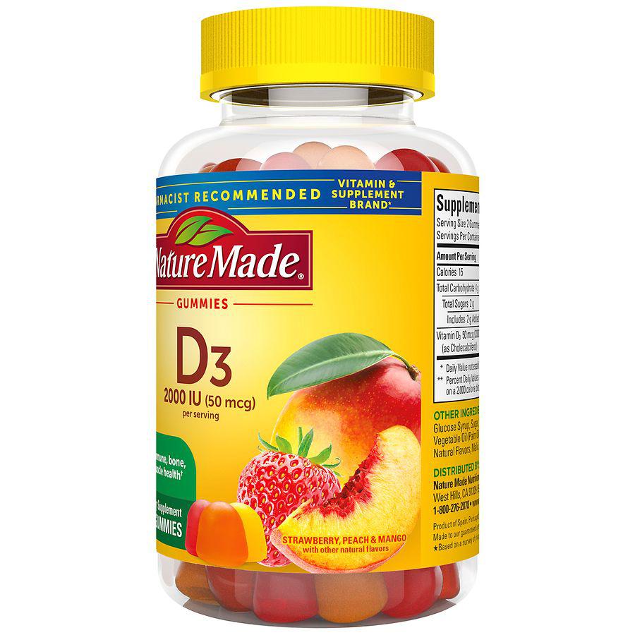 Vitamin D3 2000 IU (50 mcg) Gummies Strawberry, Peach & Mango商品第9张图片规格展示