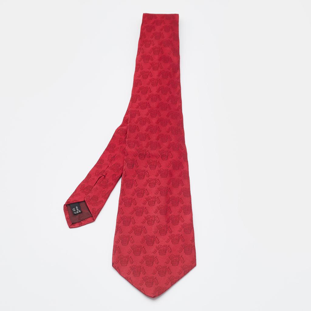 商品[二手商品] Salvatore Ferragamo|Salvatore Ferragamo Red Silk Jacquard Tie,价格¥1496,第1张图片