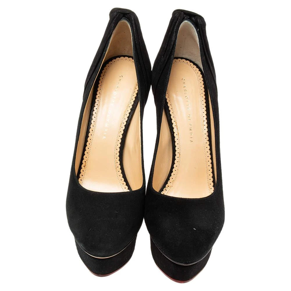 商品[二手商品] Charlotte Olympia|Charlotte Olympia Black Suede and Fabric Eccentric Josephine Knot Pumps Size 41,价格¥2638,第3张图片详细描述