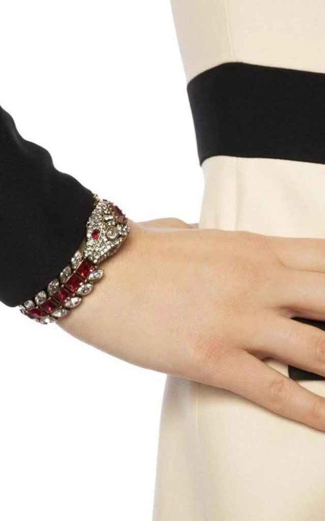 商品Gucci|Snake Motif Crystal-embellished Bracelet,价格¥15445,第2张图片详细描述