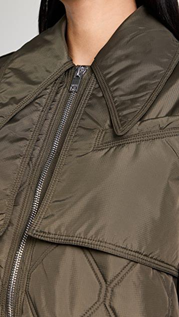 厚织尼龙布料绗缝夹克商品第5张图片规格展示