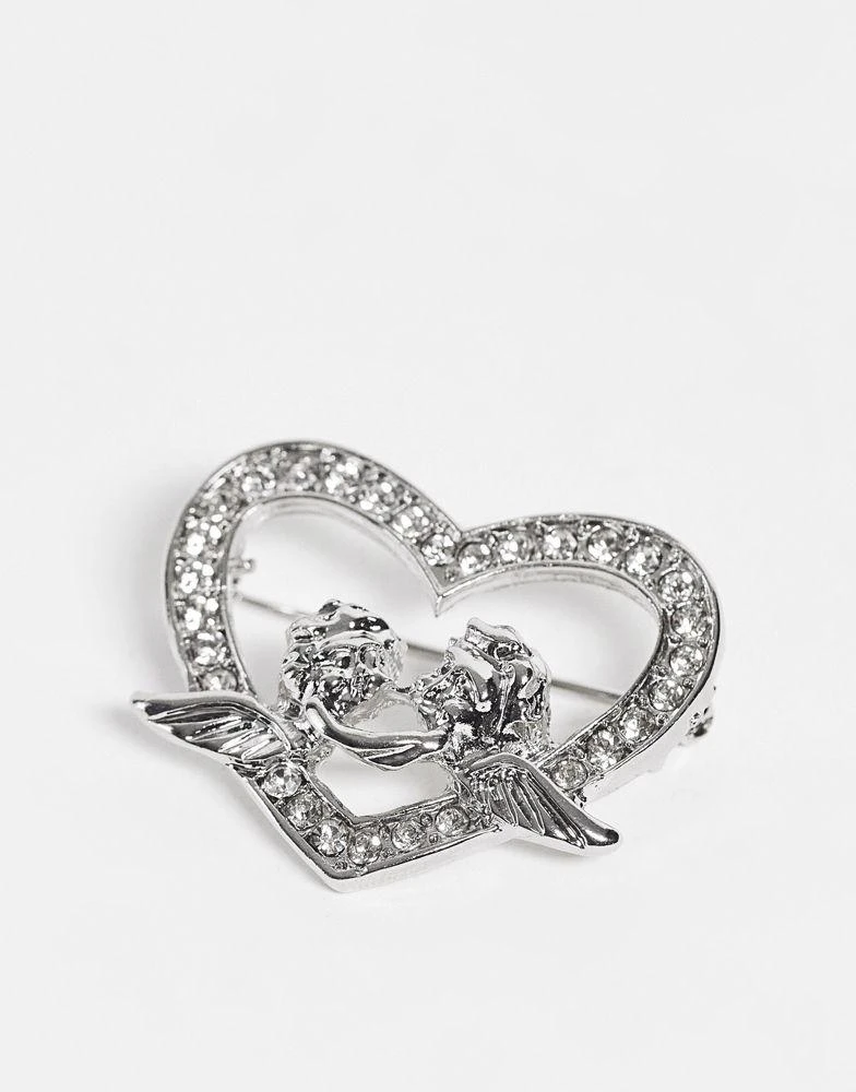 商品ASOS|ASOS DESIGN wedding pave cherub brooch in silver tone,价格¥82,第2张图片详细描述