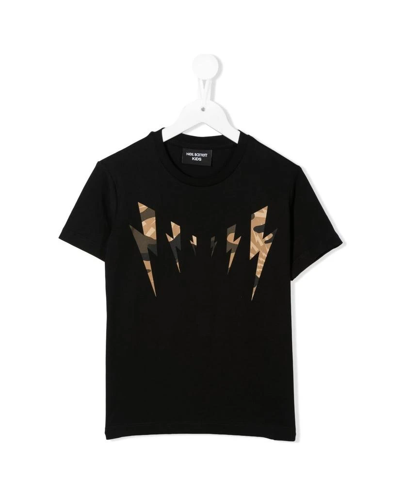 商品Neil Barrett|Kids Black T-shirt With Colorful Thunderbolt Print,价格¥640,第1张图片