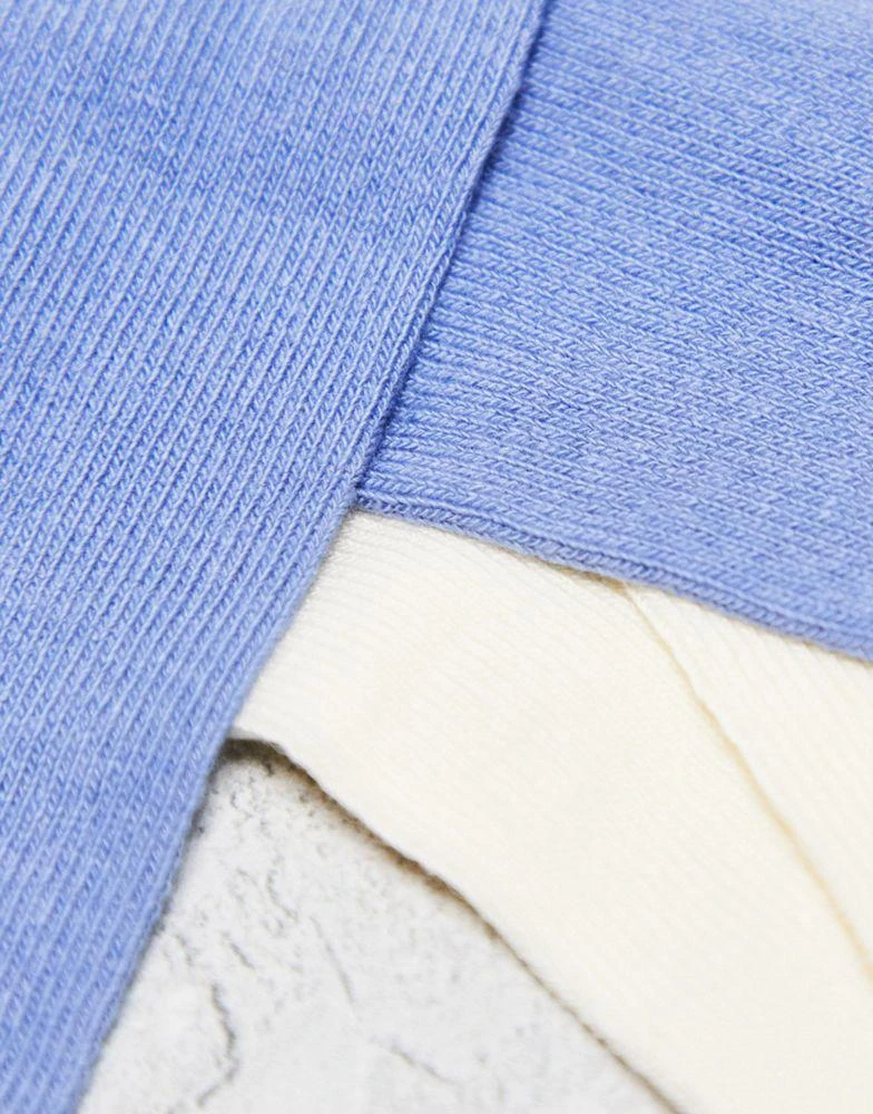 商品ASOS|ASOS DESIGN 2 pack ankle sock with wide stripes in blue and off-white,价格¥67,第2张图片详细描述