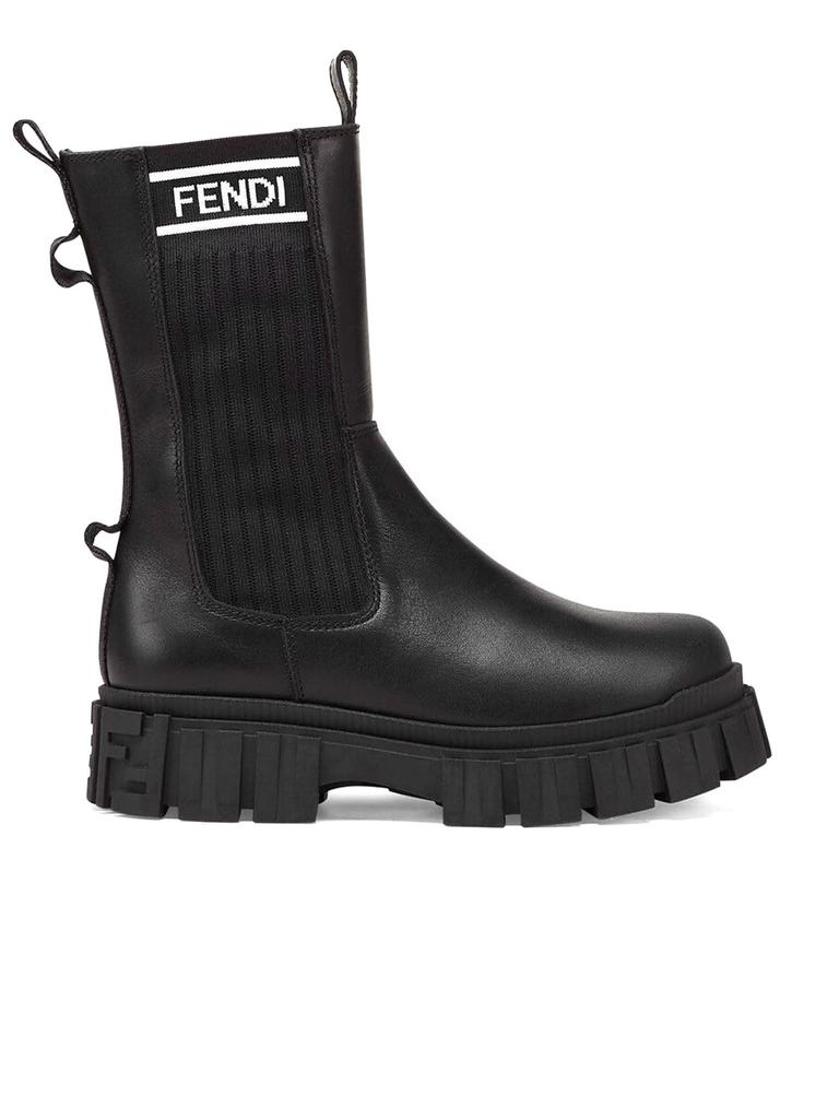 Fendi Black Leather Junior Biker Boots商品第1张图片规格展示