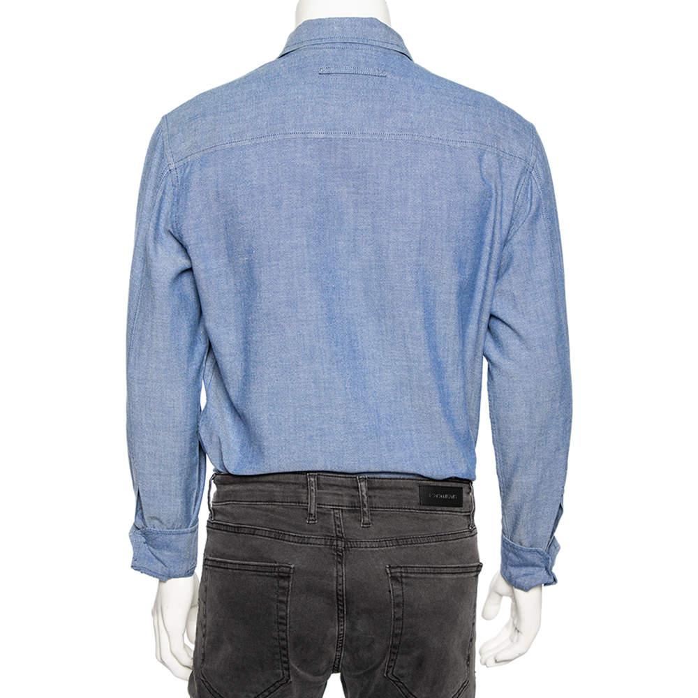 Prada Blue Cotton Button Front Shirt M商品第3张图片规格展示