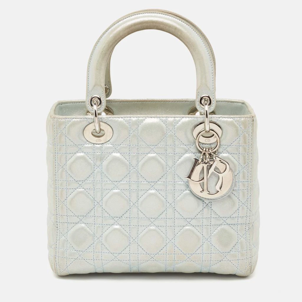 商品[二手商品] Dior|Dior Light Blue Shimmer Suede Medium Lady Dior Tote,价格¥12729,第1张图片