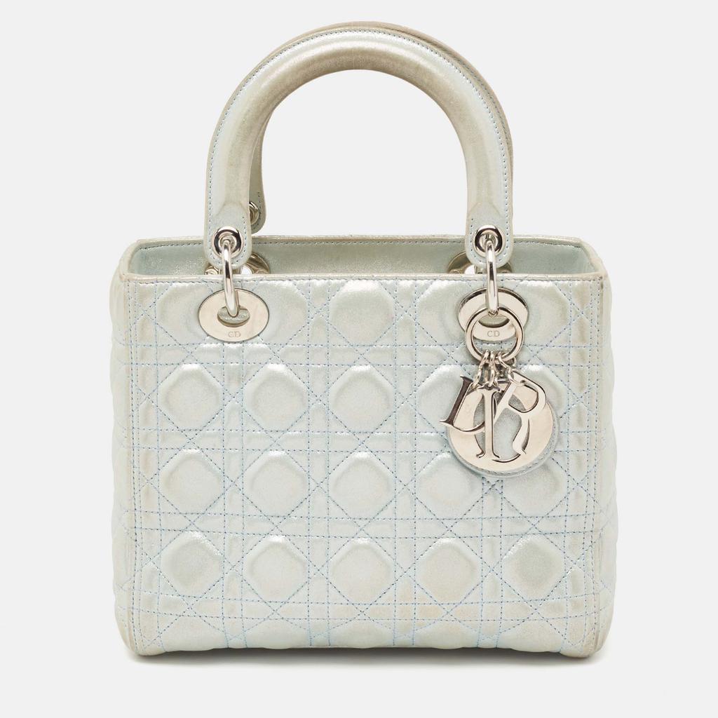 商品[二手商品] Dior|Dior Light Blue Shimmer Suede Medium Lady Dior Tote,价格¥15787,第1张图片