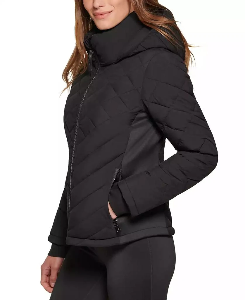 商品Calvin Klein|Womens Side-Panel Hooded Packable Puffer Coat, Created for Macys,价格¥608,第3张图片详细描述