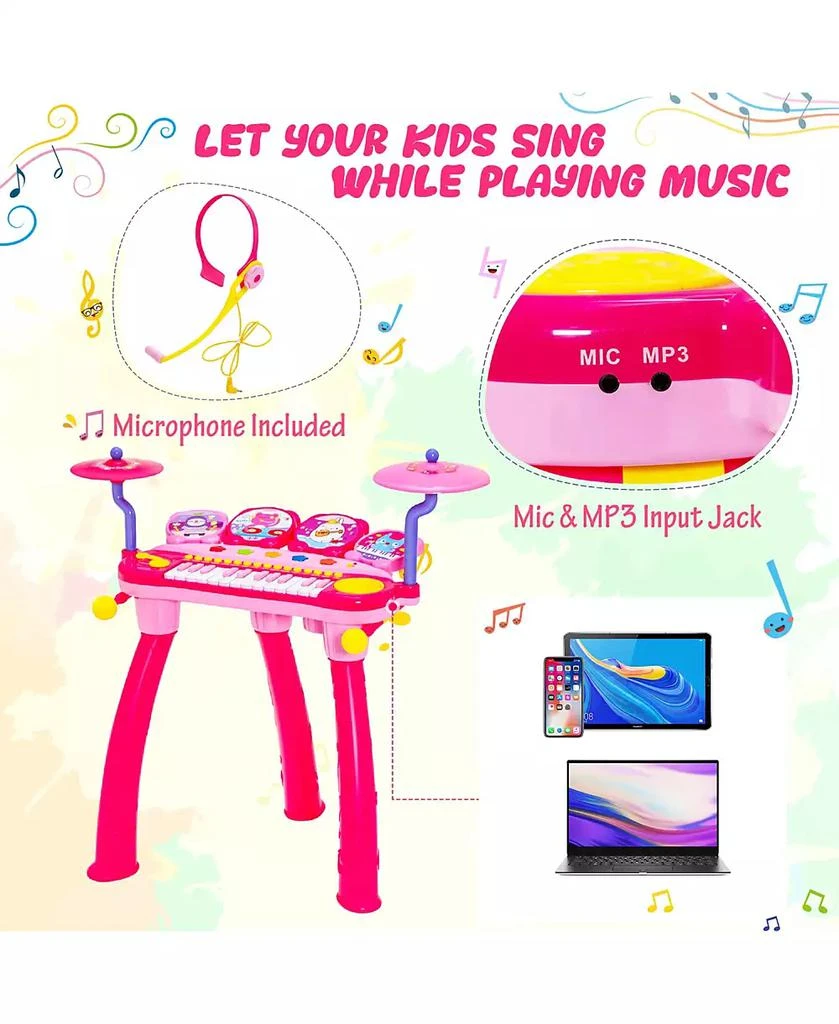 24 Key DJ Piano Keyboard Drum Toy Music Instrument w/MP3 Microphone Cymbal 商品