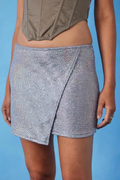 UO Silver Glitter Wrap Mini Skirt商品第3张图片规格展示