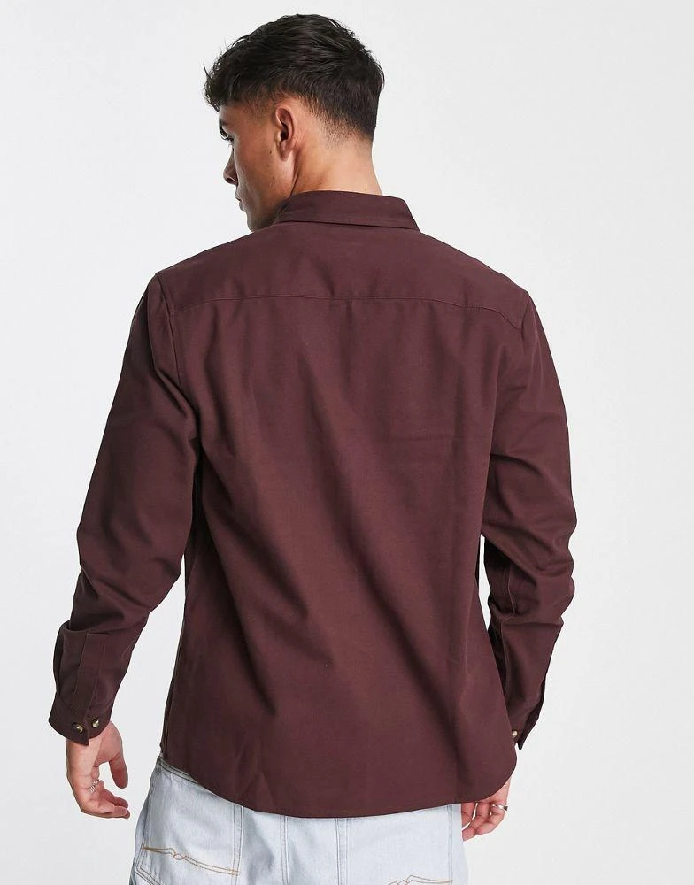 商品ASOS|ASOS DESIGN cotton shacket in maroon,价格¥271,第2张图片详细描述