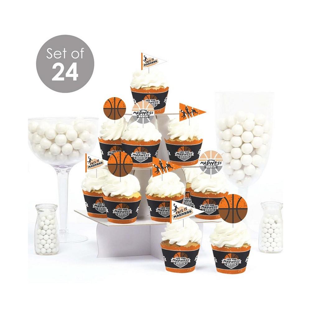Basketball - Let the Madness Begin - Cupcake Decoration - College Basketball Party Cupcake Wrappers & Treat Picks Kit - Set of 24商品第2张图片规格展示