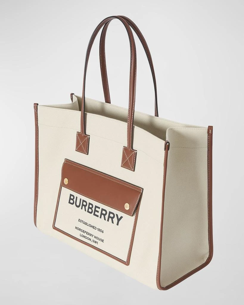 商品Burberry|Smooth Leather & Canvas Pocket East-West Tote Bag,价格¥12109,第3张图片详细描述