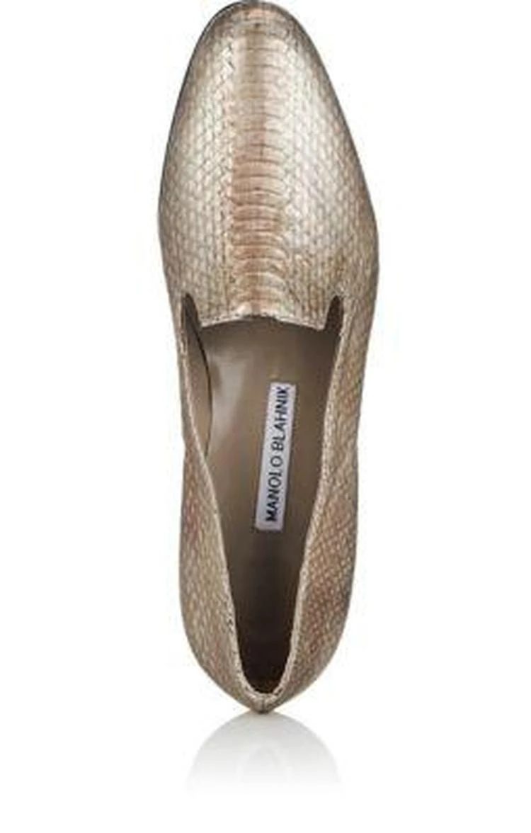 商品Manolo Blahnik|Diplas Metallic Snakeskin Loafers,价格¥2298,第4张图片详细描述