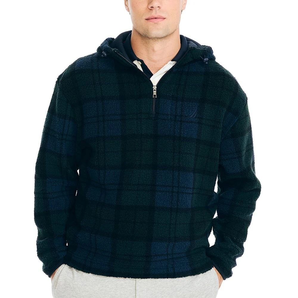 商品Nautica|Men's Plaid Quarter-Zip Fleece Hoodie,价格¥612,第1张图片