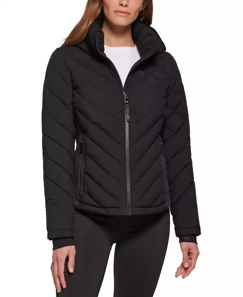 商品Calvin Klein|Womens Side-Panel Hooded Packable Puffer Coat, Created for Macys,价格¥608,第1张图片