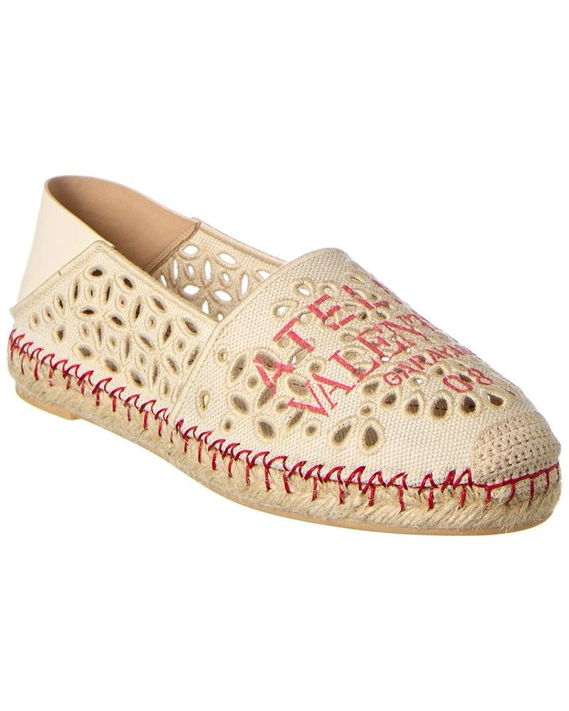 商品Valentino|Valentino Atelier Canvas & Leather Espadrille,价格¥3509,第1张图片