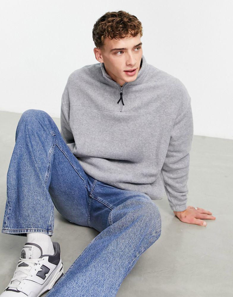 商品ASOS|ASOS DESIGN oversized half zip sweatshirt in grey polar fleece,价格¥220,第1张图片