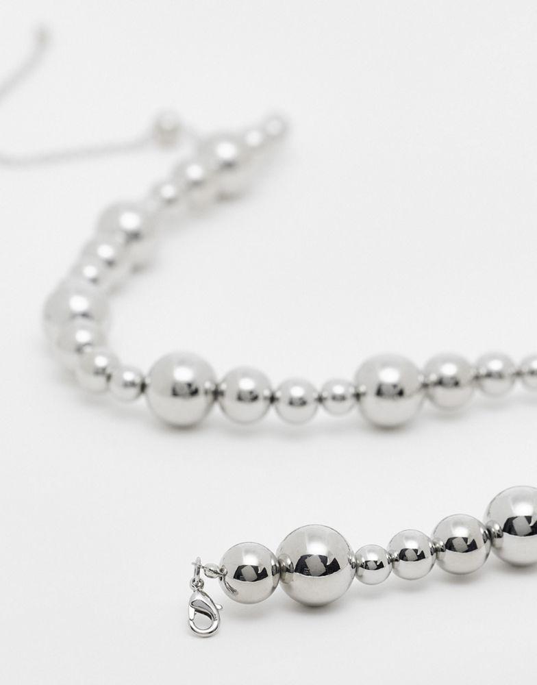 商品Reclaimed Vintage|Reclaimed Vintage unisex bubble necklace in silver,价格¥98,第4张图片详细描述