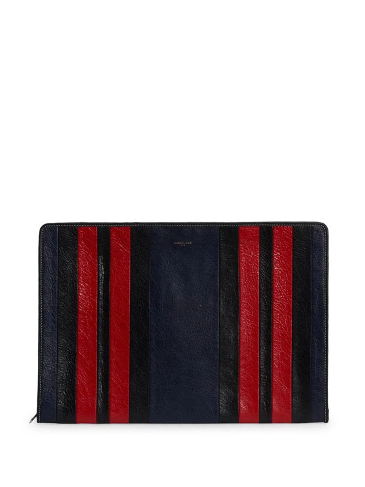 商品Balenciaga|Bazar Striped Leather Clutch,价格¥4875,第1张图片