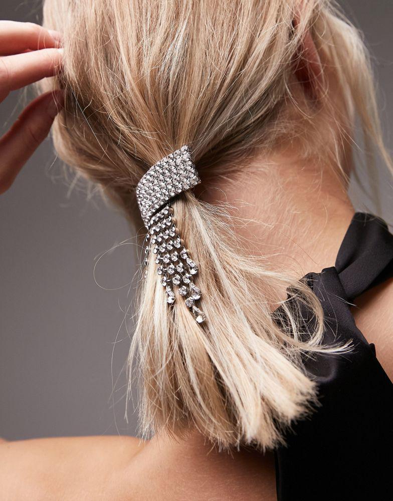 商品Topshop|Topshop crystal barette hair clip in silver,价格¥123,第6张图片详细描述
