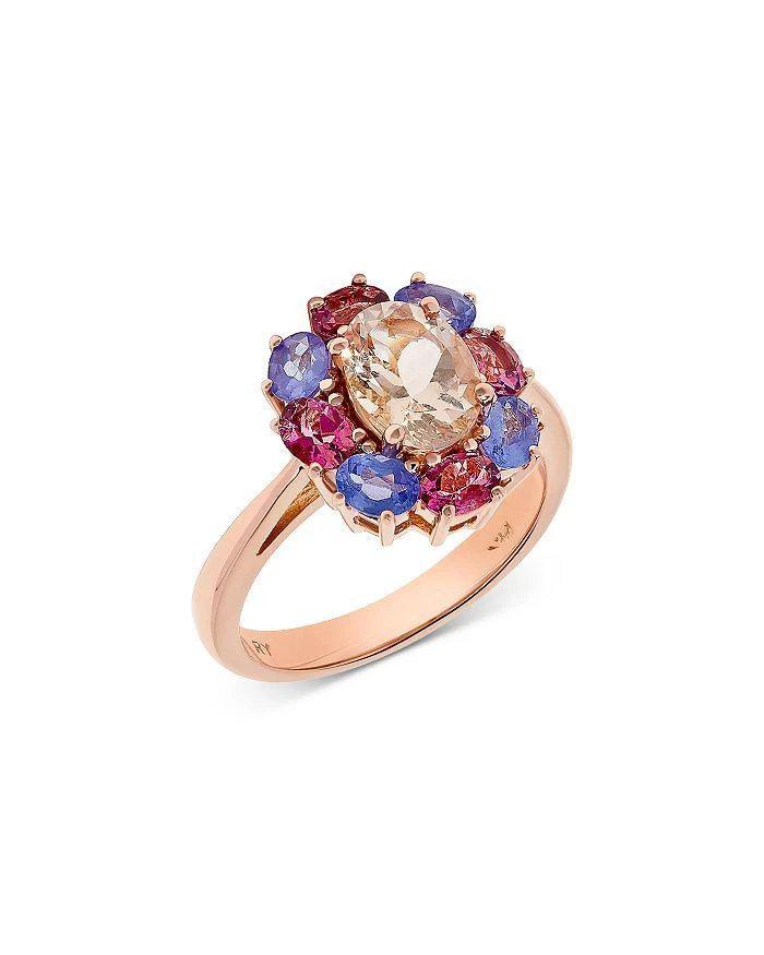 商品Bloomingdale's|Multi Gemstone Halo Ring in 14K Rose Gold,价格¥6309,第1张图片