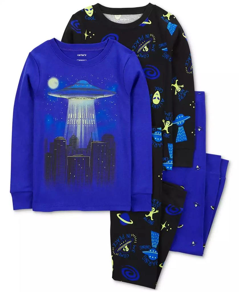 商品Carter's|Little & Big Boys Space Alien 100% Snug-Fit Cotton Pajamas, 4 Piece Set,价格¥232,第1张图片