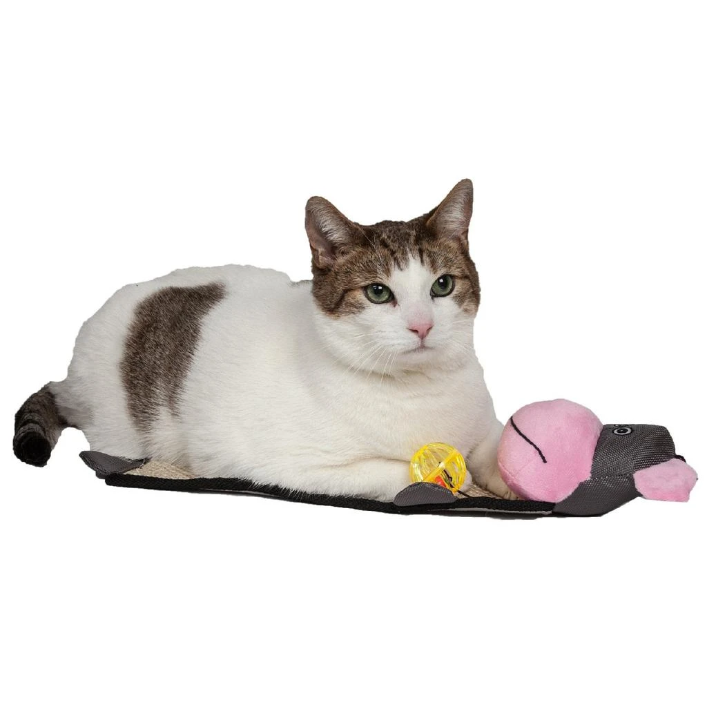 商品Pet Life|'Paw-Pleasant' Hanging Sisal & Jute Carpet Kitty Cat Scratcher with Toy,价格¥96,第2张图片详细描述