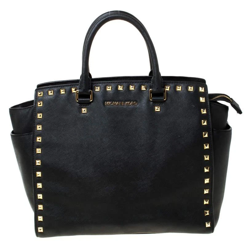 商品[二手商品] Michael Kors|Michael Michael Kors Black Leather Medium Selma Studded Tote,价格¥995,第1张图片