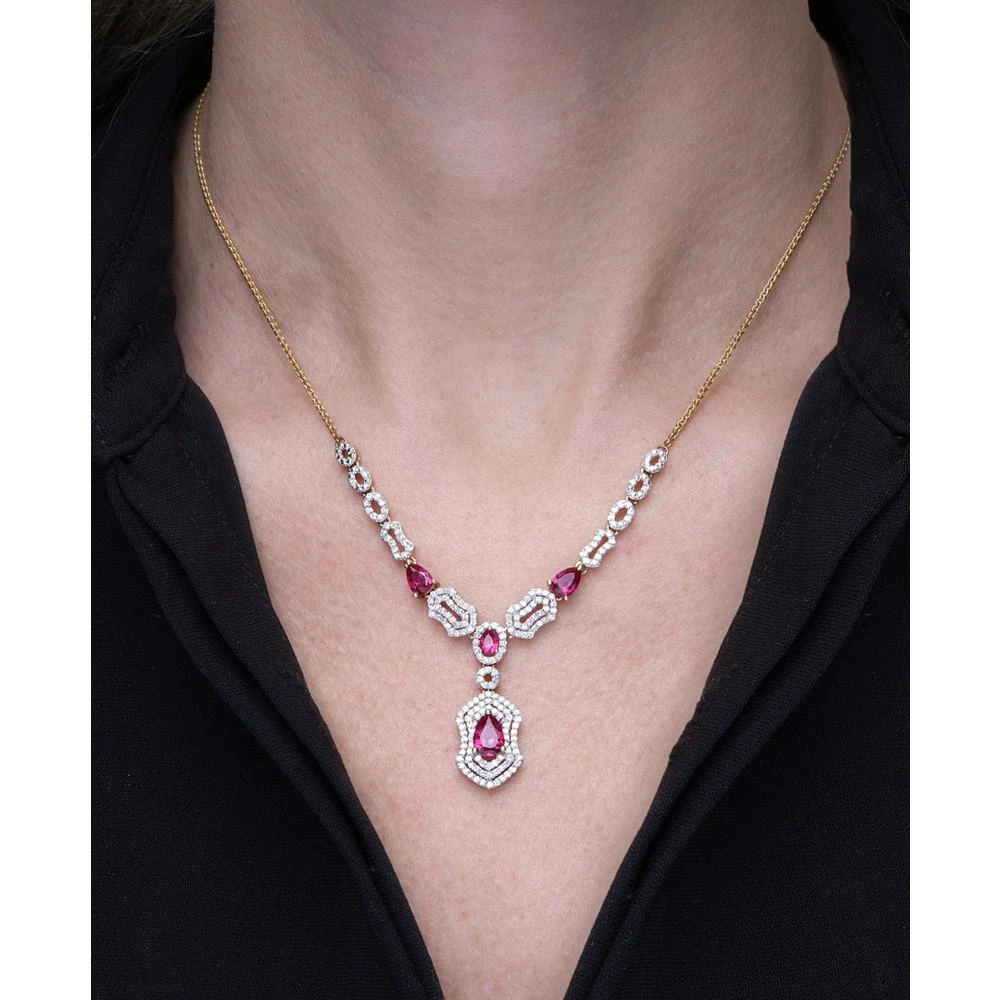 商品Macy's|Ruby (2-5/8 ct. t.w.) & Diamond (1 ct. t.w.) 17" Fancy Collar Necklace in 14k Gold,价格¥9551,第2张图片详细描述