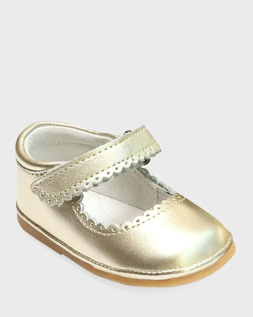 商品L'Amour Shoes|Girl's Cara Scalloped Metallic Leather Mary Jane, Baby,价格¥309,第1张图片