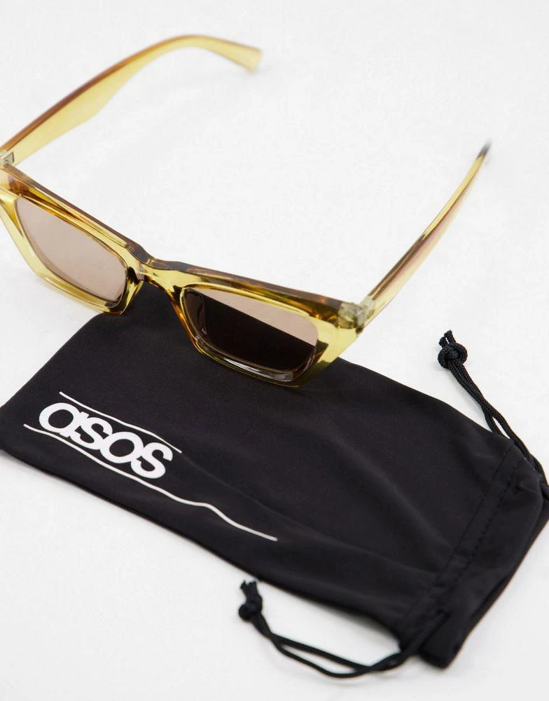 商品ASOS|ASOS DESIGN frame crystal brown cat eye sunglasses with tonal lens  - BROWN,价格¥48,第4张图片详细描述