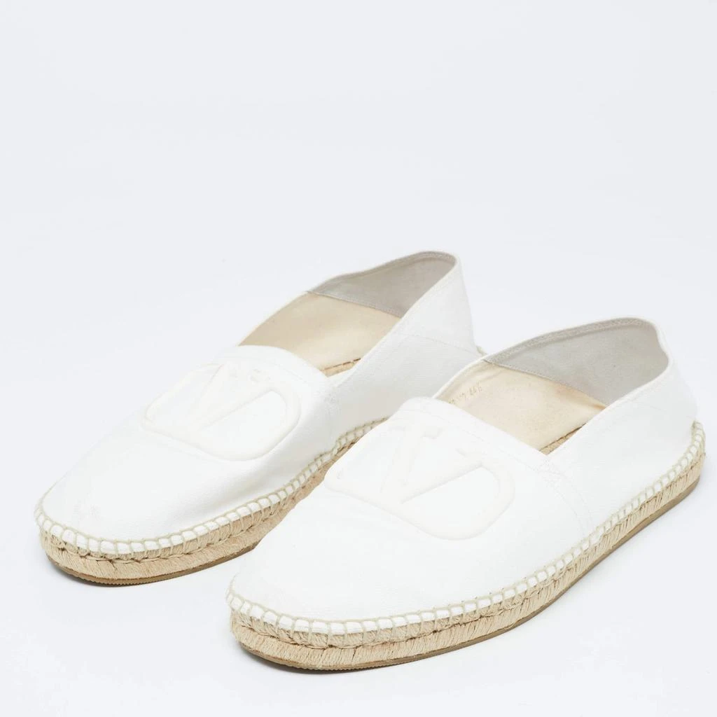 商品[二手商品] Valentino|Valentino White Canvas VLogo Slip On Espadrilles Loafers Size 44.5,价格¥1410,第2张图片详细描述