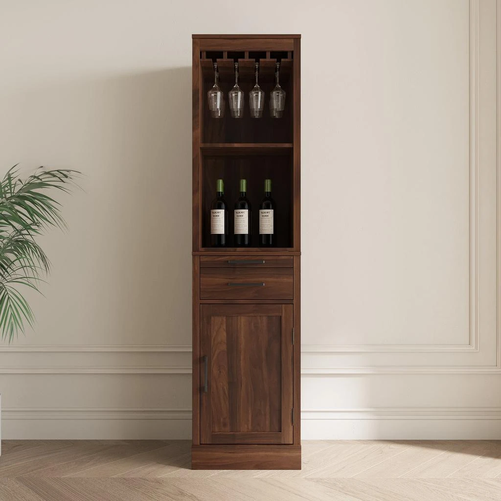Streamdale Brown Walnut Color Modular Wine Bar Cabinet With Storage Shelves 商品