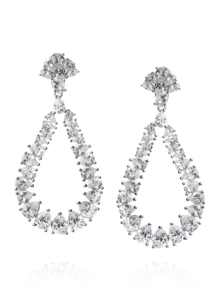 商品APPLES & FIGS|Sterling silver and cubic zirconia pear cut paris chandelier earrings,价格¥2330,第1张图片