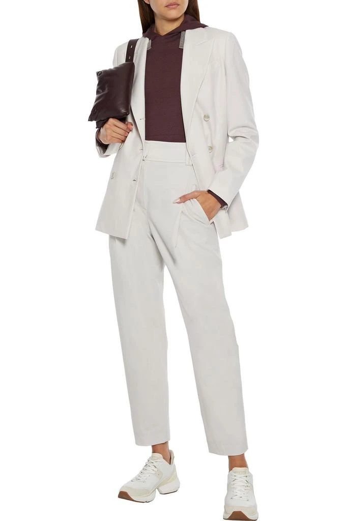 商品Brunello Cucinelli|Double-breasted bead-embellished wool-blend twill blazer,价格¥11124,第4张图片详细描述