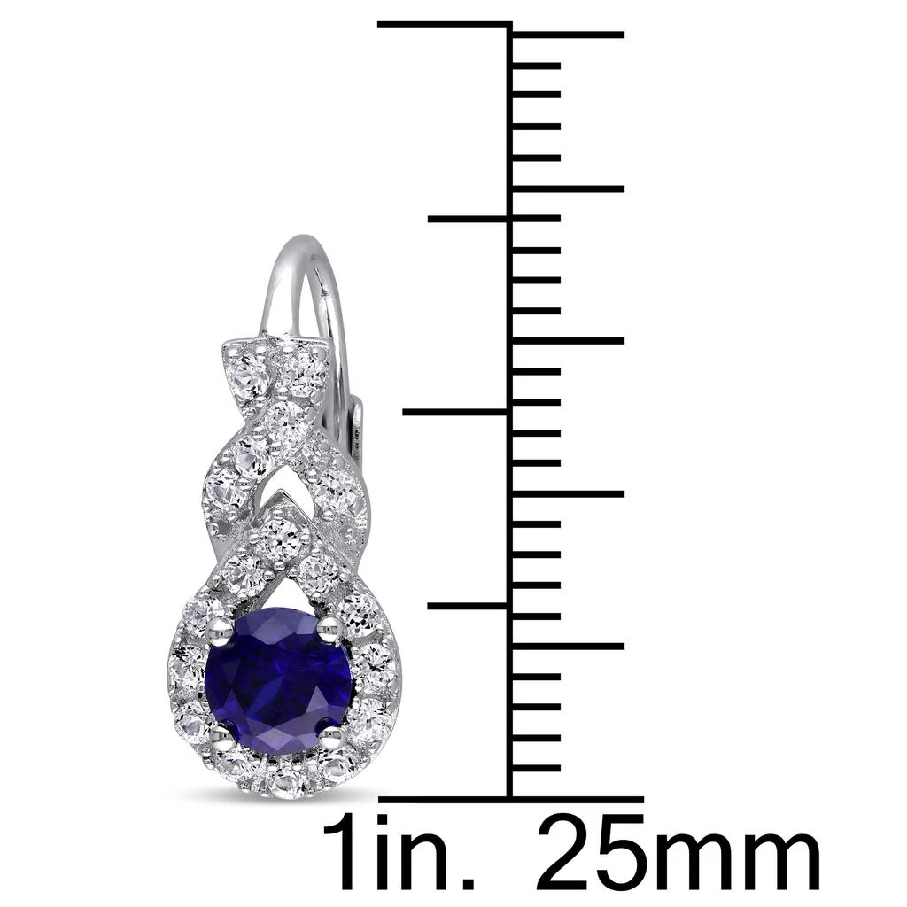 商品Mimi & Max|1 7/8 CT TGW Created Blue and White Sapphire Twist Leverback Earrings in Sterling Silver,价格¥407,第2张图片详细描述