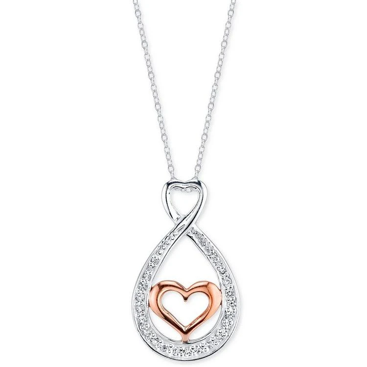 商品Unwritten|Sterling Silver "Sisters" Two-Tone Cubic Zirconia Heart Pendant Necklace,价格¥375,第2张图片详细描述