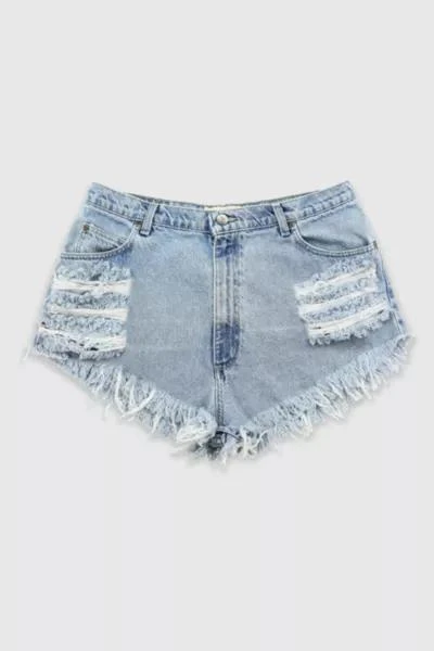 商品Urban Outfitters|Vintage Light Wash Mid-Rise Distressed Shorts,价格¥341,第1张图片