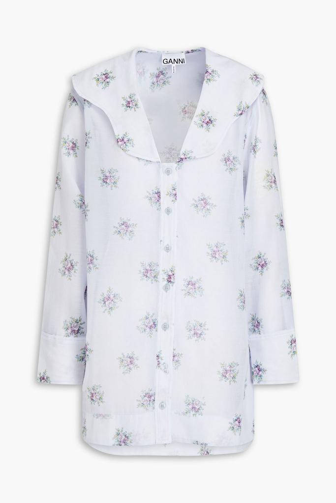 Floral-print organza shirt商品第1张图片规格展示