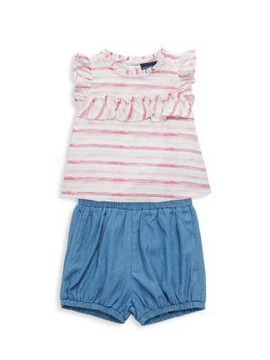 商品Andy & Evan|Baby Girl's 2-Piece Striped Top & Denim Shorts Set,价格¥112,第1张图片